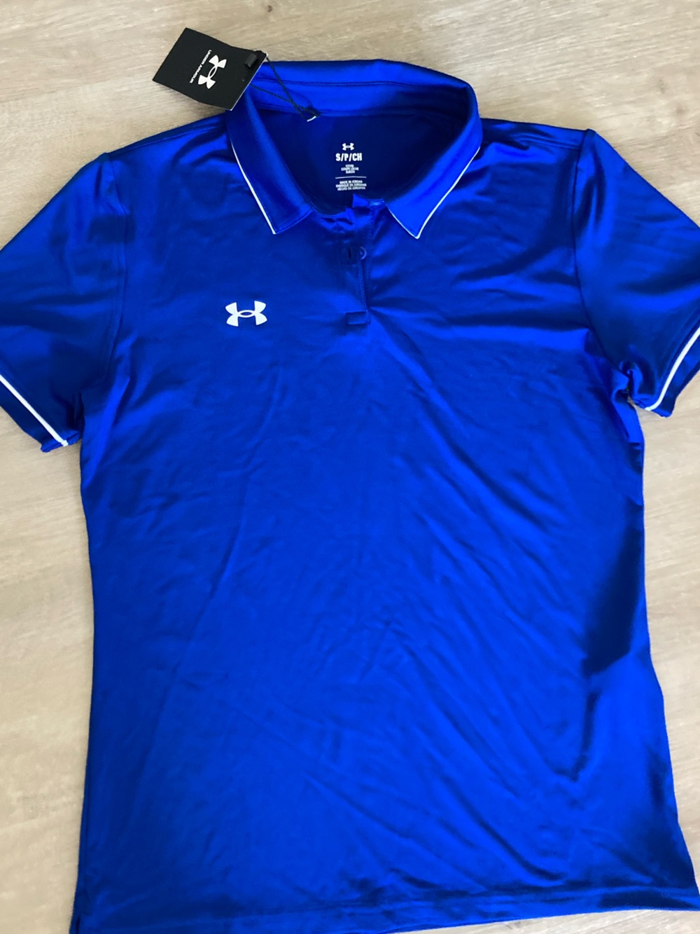 Under Armour Womens Royal Blue Polo with White Logo Trim